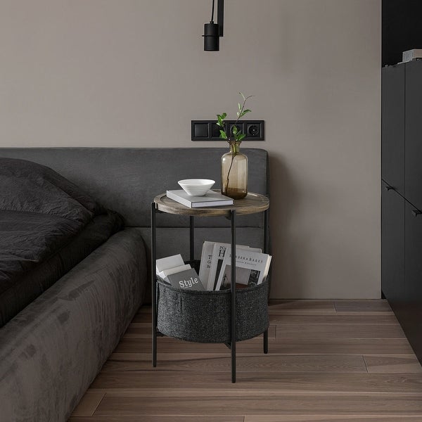 JASIWAY Modern Accent End Table with Storage Basket