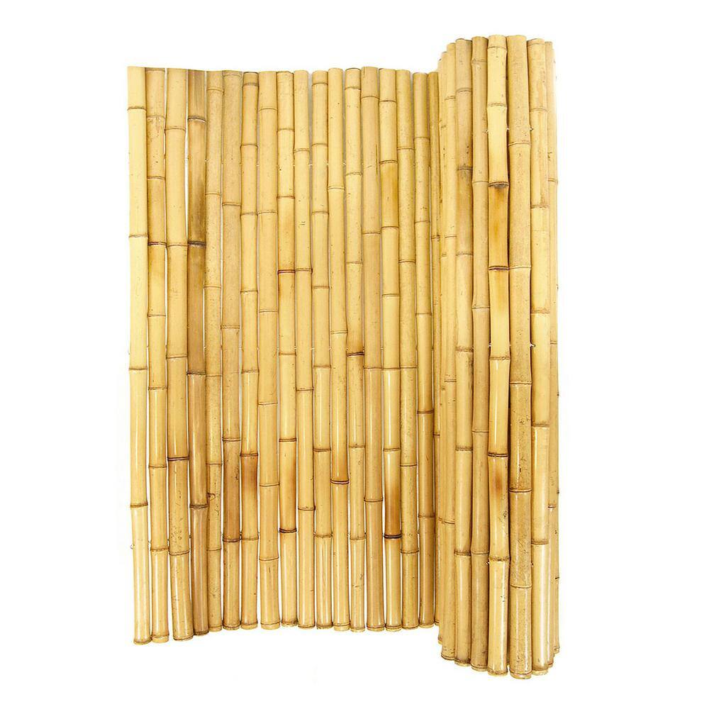 Backyard X-Scapes 34 in. D. 4 ft. H x 8ft. W Natural Bamboo Fence Decorative Rolled Fencing Panel 21-N4