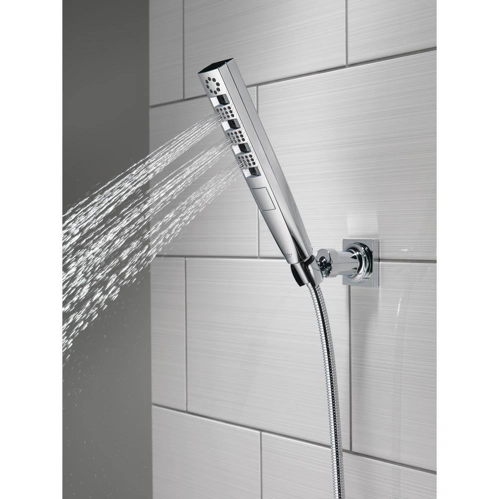 Delta 4-Spray Patterns 1.75 GPM 1.43 in. Wall Mount Handheld Shower Head with H2Okinetic in Lumicoat Chrome 59140-PR-PK