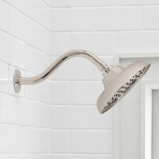 Glacier Bay 9 in. Curved Shower Arm with Flange in Brushed Nickel HD59302-6204