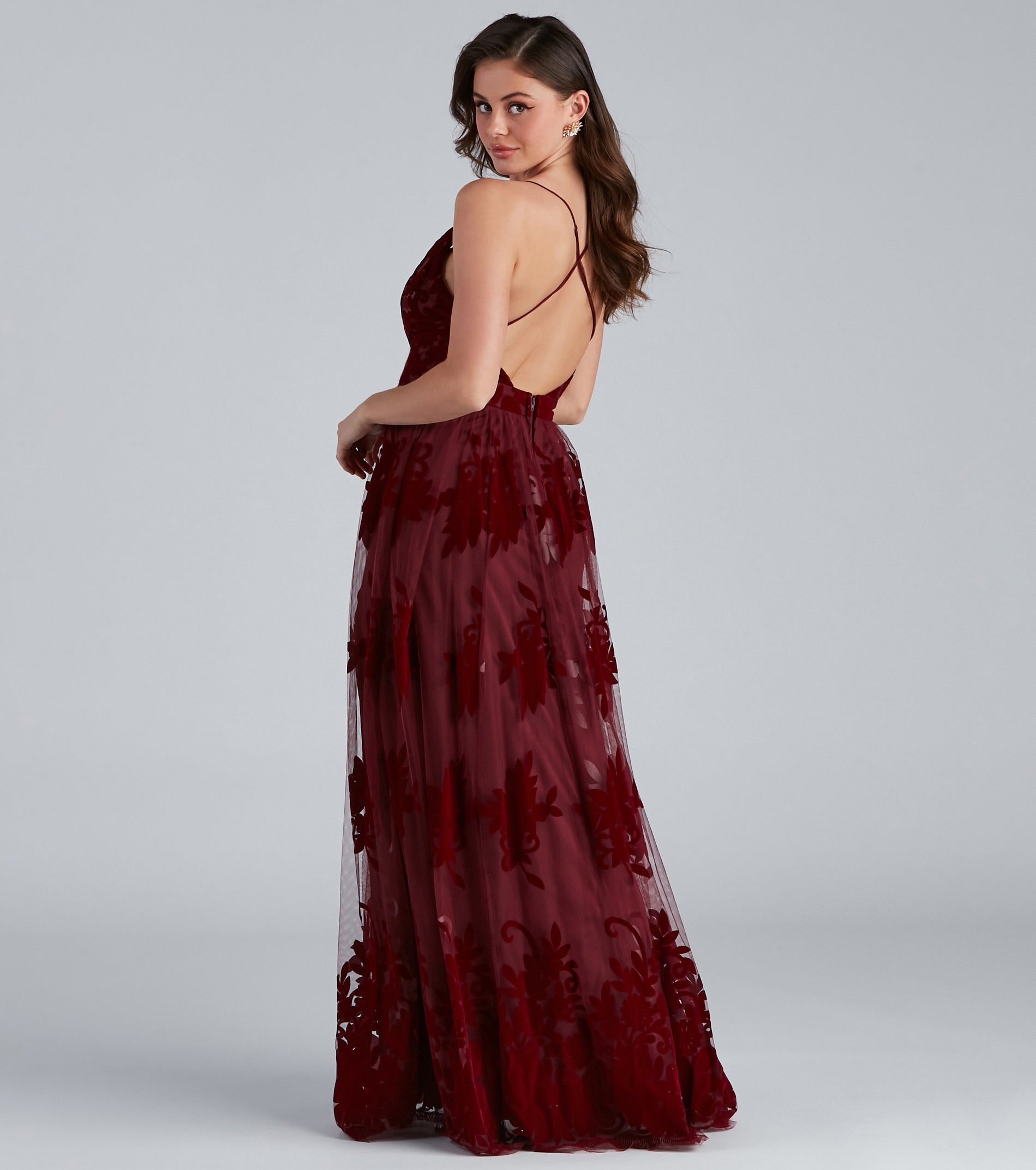 Morgan Formal Flocked Velvet Dress