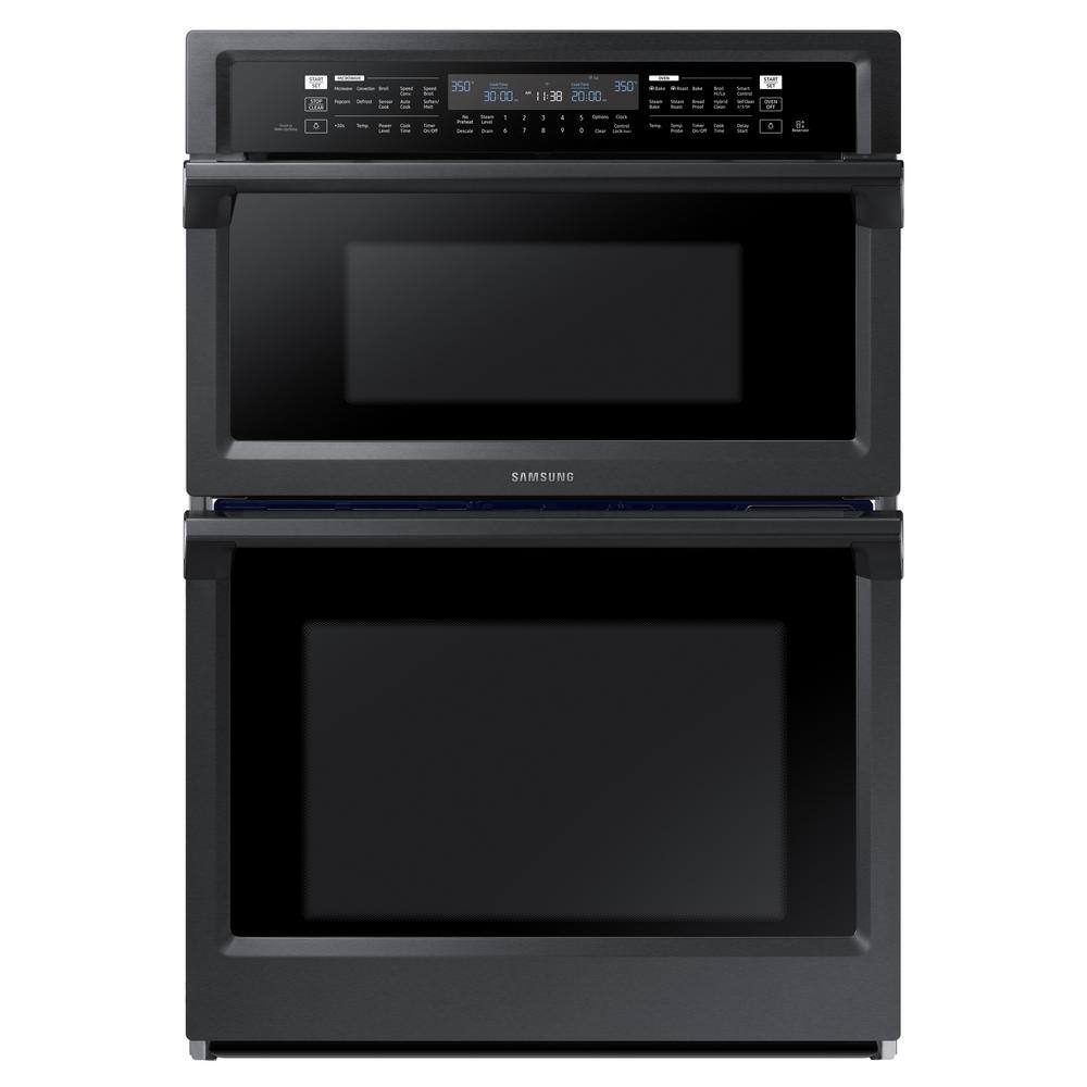  30 in. Electric Steam Cook Wall Oven with Speed Cook Built-In Microwave in Fingerprint Resistant Black Stainless NQ70M6650DG