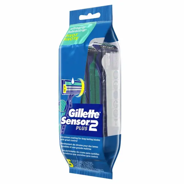 Gillette Sensor2 Plus Pivoting Head Men's Disposable Razors 5-Count