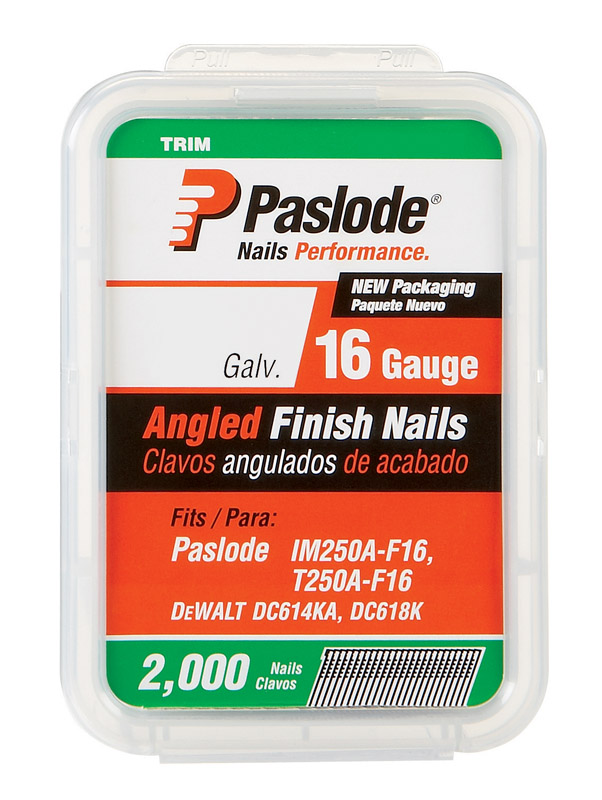 Paslode 1-1/2 in. 16 Ga. Angled Strip Galvanized Finish Nails 20 deg 2，000 pk