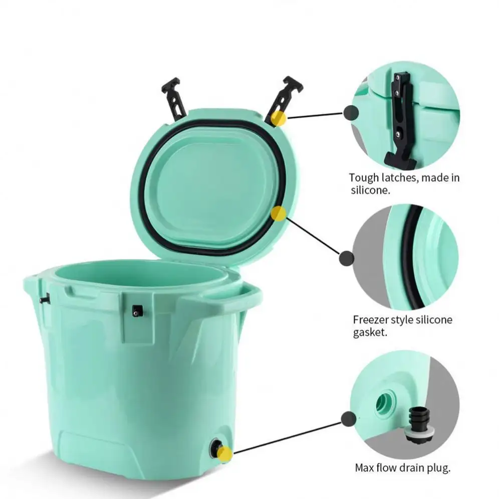 25L Portable Round Cooler Bucket Ice Chest Cooler Box Hard Coolers for Camping Hiking