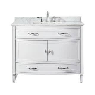 Home Decorators Collection Dacosti 42 in. W x 22 in. D x 34.5 in. H Single Sink Bath Vanity in White with White Carrara Marble Top Dacosti 42