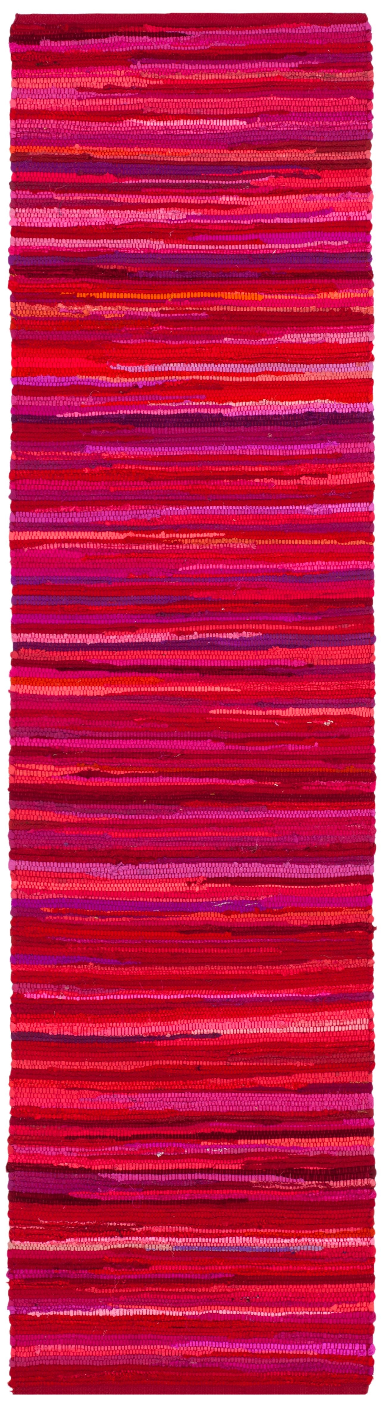 SAFAVIEH Rag Fergal Striped Cotton Runner Rug, Red/Multi, 2'3