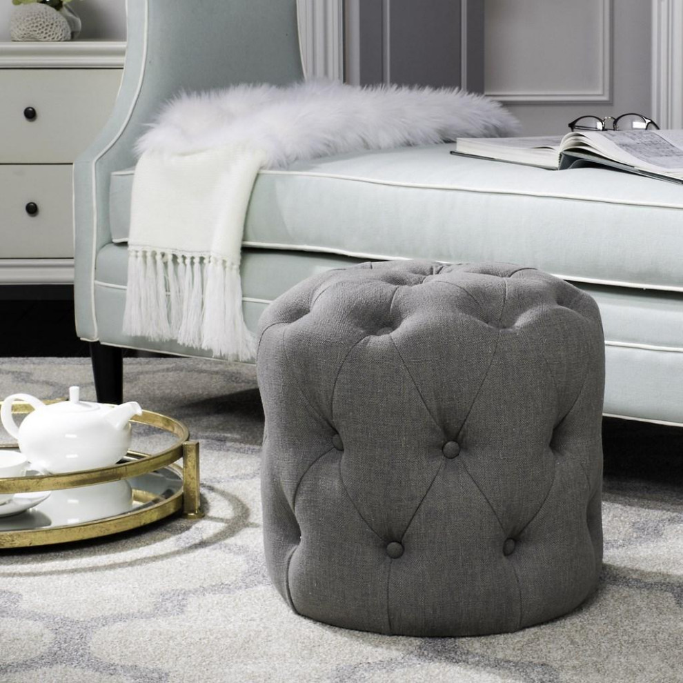 Zinnie Tufted Ottoman Granite   Transitional   Footstools And Ottomans   by V.S.D Furniture  Houzz