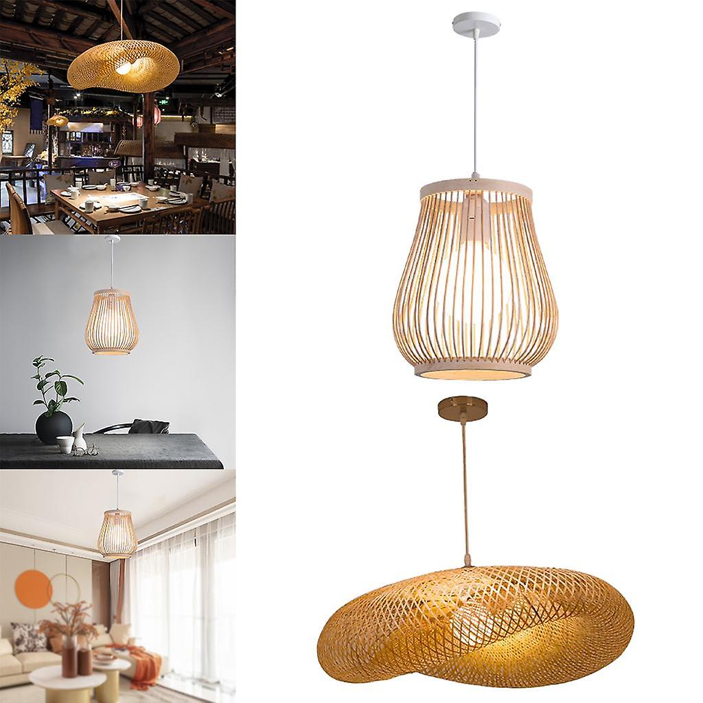 2x Bamboo Chandelier Wicker Rattan Pendant Light Hanging Ceiling Lamp