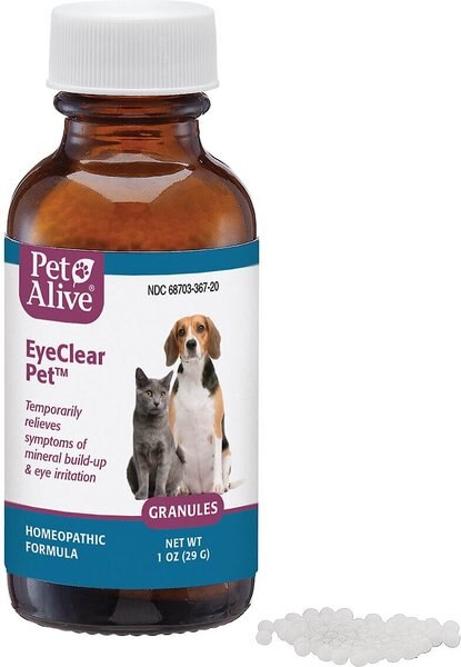 PetAlive EyeClear Pet Granules Eye Irritation Treatment for Dogs and Cats， 1-oz jar