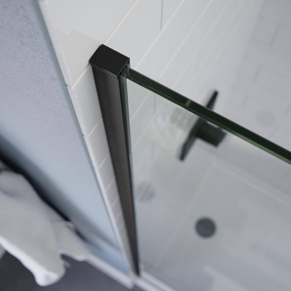 Delta Amal 34 in. W x 72 in. H Frameless Shower Door Screen in Matte Black with 38 in. (10 mm) Clear Glass SD8ASCL-MB-R