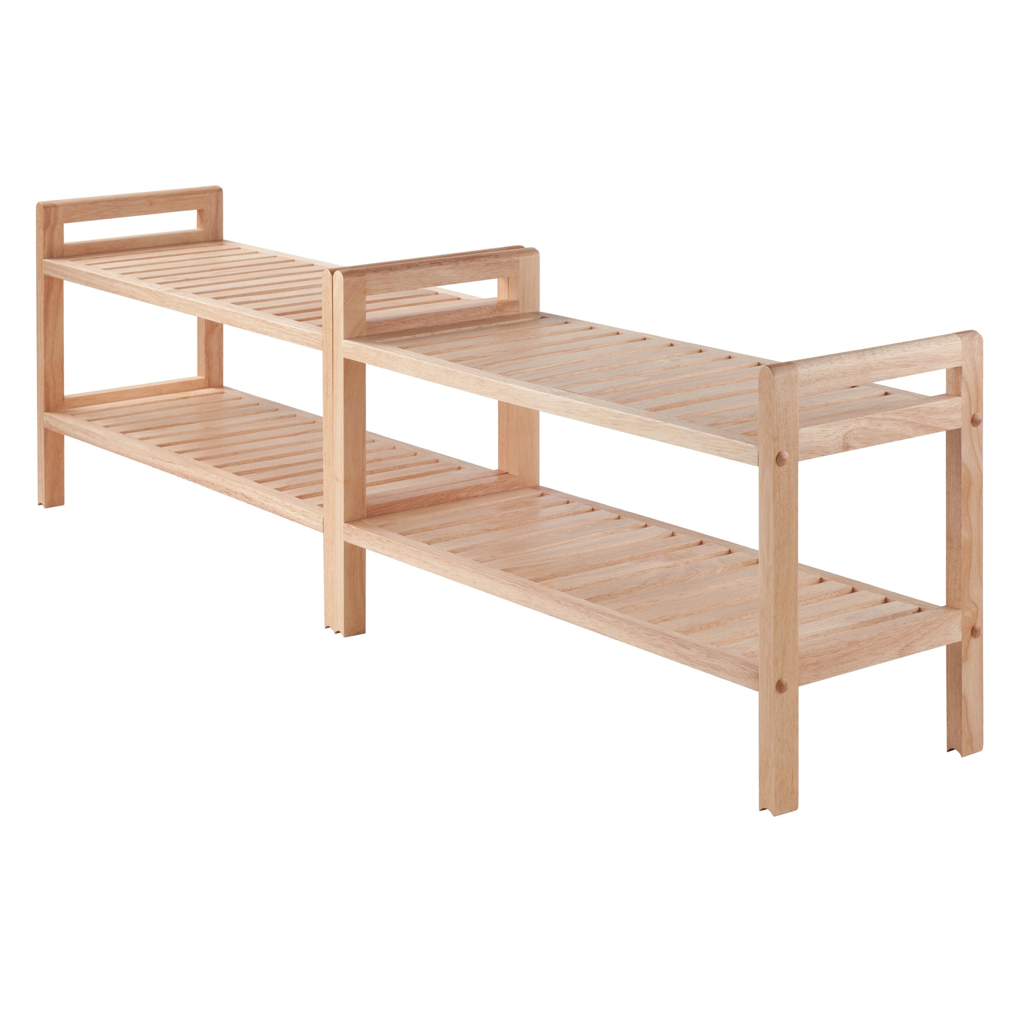 Winsome Wood Mercury 2-Piece Stackable Shoe Rack， Natural Finish