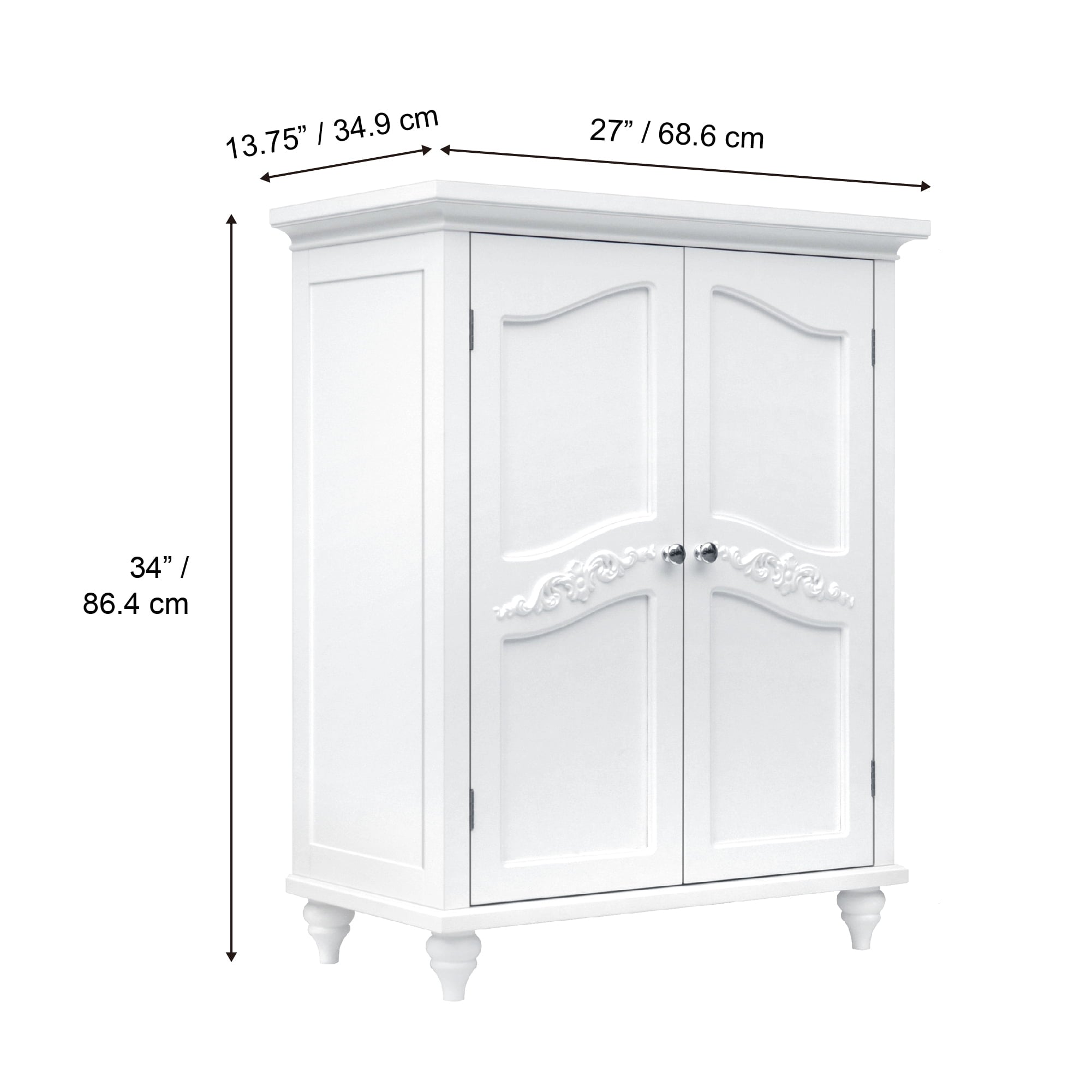 Teamson Home Versailles Wooden Floor Cabinet with 2 Shelves, White