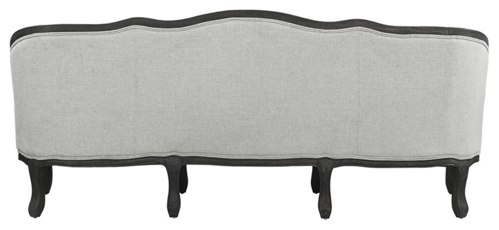 ACME Samael Linen Sofa with Wooden Frame and 3 Pillows in Gray and Dark Brown   Traditional   Sofas   by Homesquare  Houzz