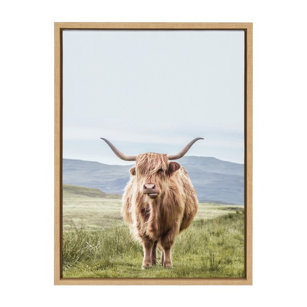 Kate And Laurel Sylvie Highland Cow Mountain Landscape Framed Canvas By The Creative Bunch Studio