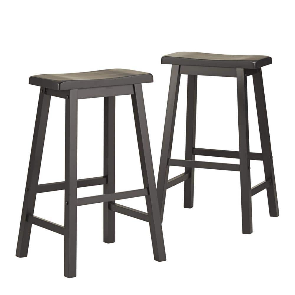 HomeSullivan 29 in. Vulcan Black Saddle Seat Bar Height Backless Stools (Set Of 2) 405302V-29