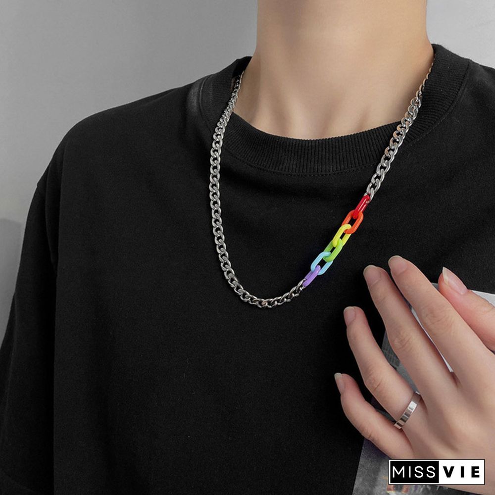 Rainbow Chain Titanium Steel Necklace