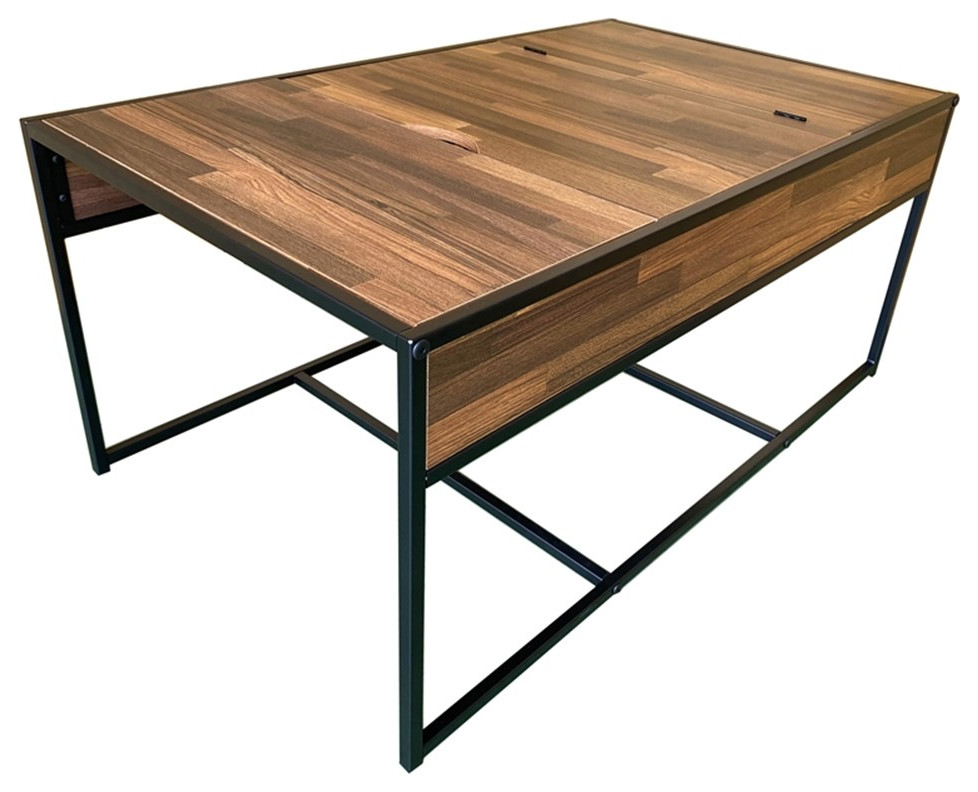 Furniture of America Froy Metal 3 Piece Nesting Table in Black and Walnut   Industrial   Coffee Table Sets   by Homesquare  Houzz