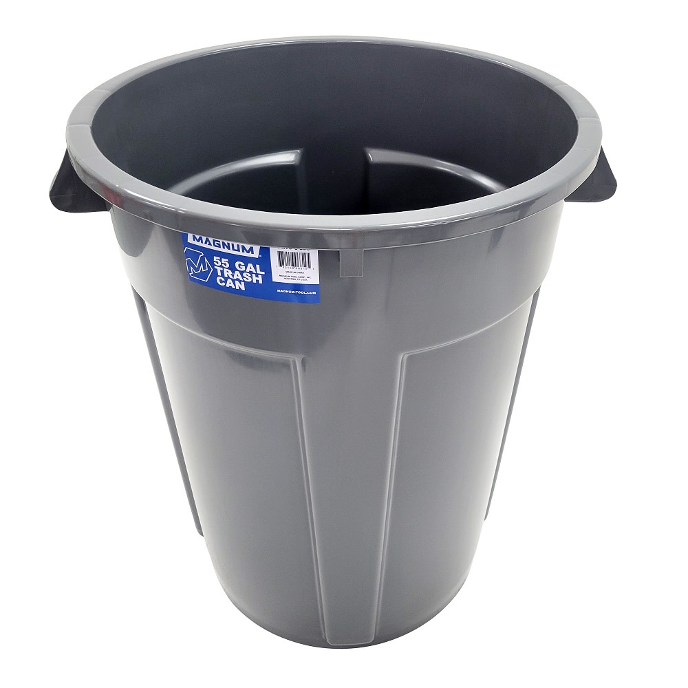 Magnum Tool Pro Series Trash Can 55 Gallon Plastic Grey