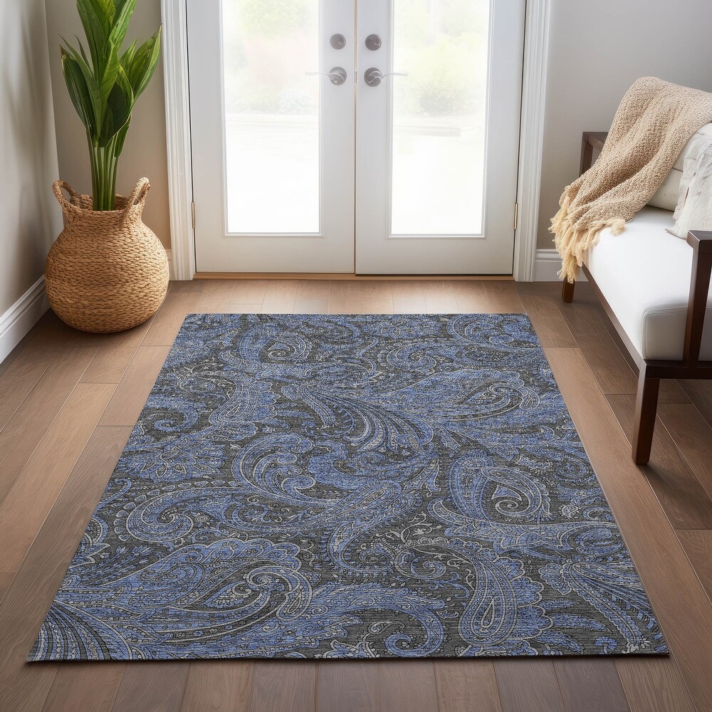 Machine Washable Indoor/ Outdoor Chantille Traditional Paisley Rug