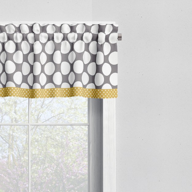 Bacati Dots pin Stripes Grey yellow Window Valance