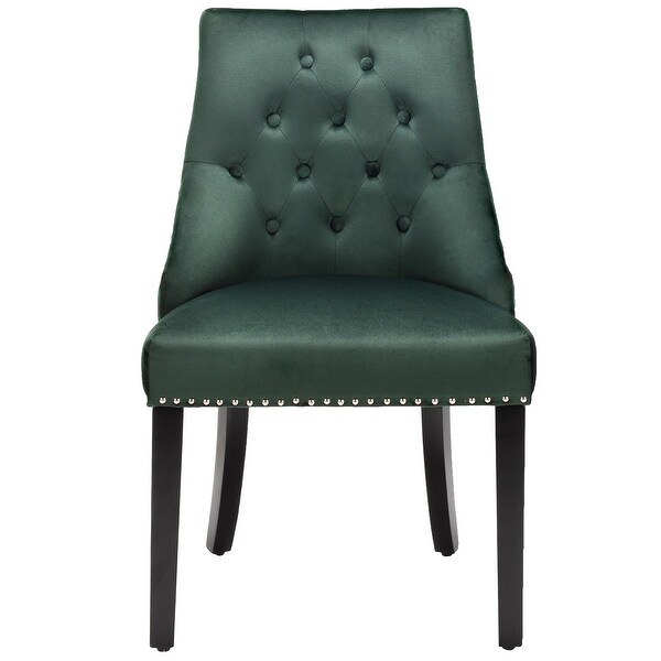 Velvet Dining Chair Upholstered Tufted Armless w/ Nailed Trim and Ring