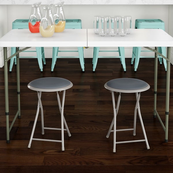 Set of Two 18-Inch Bar Stools， Gray