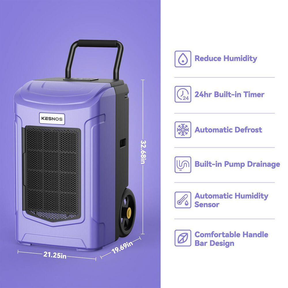 Kesnos 180Pint Commercial Dehumidifiers for Room or Basements Up to 7000 sq. ft Industrial Dehumidifier with Pump Water Tank HDCX-PDGT701BC