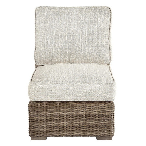 Benjara BM213380 Handwoven Wicker Frame Fabric Uph...