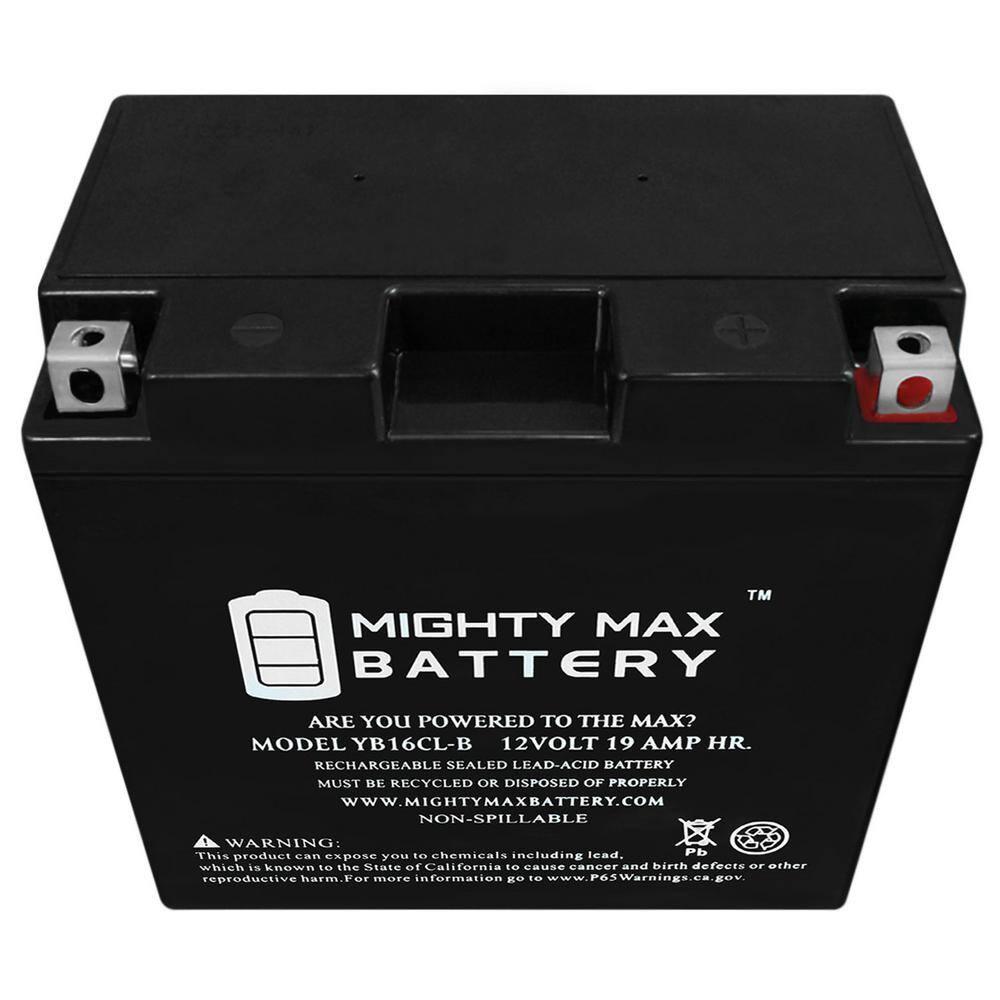 MIGHTY MAX BATTERY 12-Volt 19 Ah 250 CCA High Performance Rechargeable Sealed Lead Acid (SLA) Powersport Battery YB16CL-B