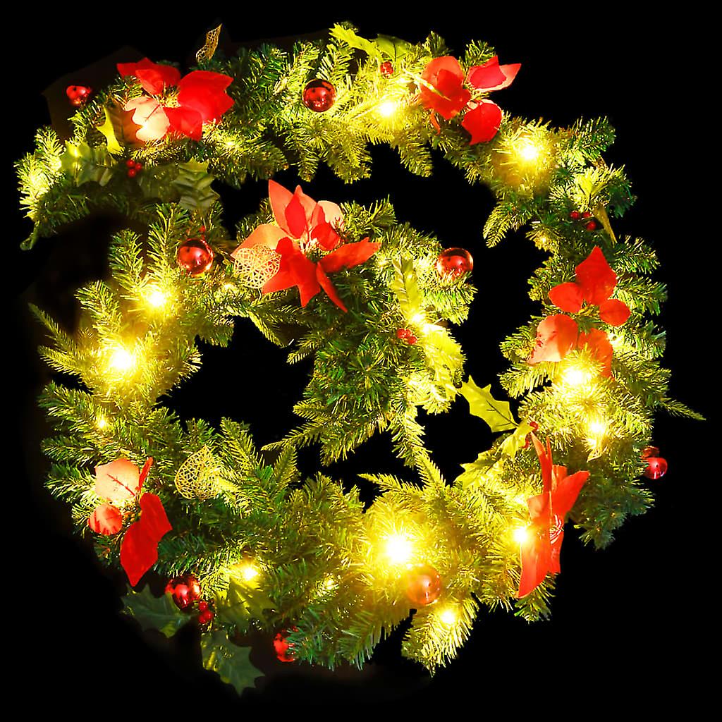 Vidaxl Christmas Garland With Led Lights Green 8.9' Pvc