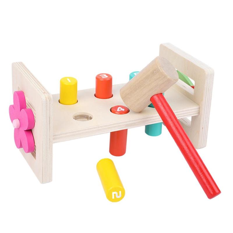 Wooden Toys Pounding Bench with Mallet Move It! Developmental Wooden Toy Deisgned for Children Ages 18+ Months