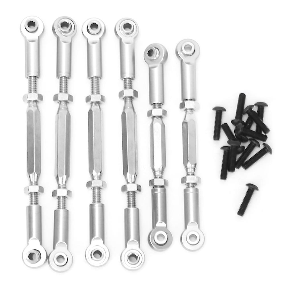 6pcs Rc Car Pull Rod Set Upgraded Accessories Fit For Ecx 1/10 2wd Rc Hobby Carsilver For Ecx1046s