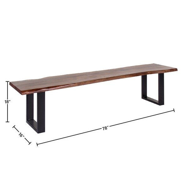 Jessore Handmade Live Edge Acacia Wood and Iron Dining Bench