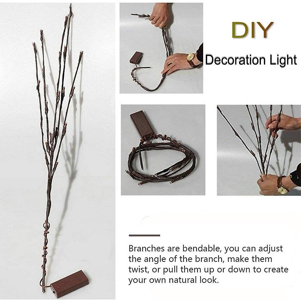 73cm 20 Bulbs Led Branch Lights Battery Powered Willow Twig Lighted Branch Decorative Lights Artificial Tree Diy Light