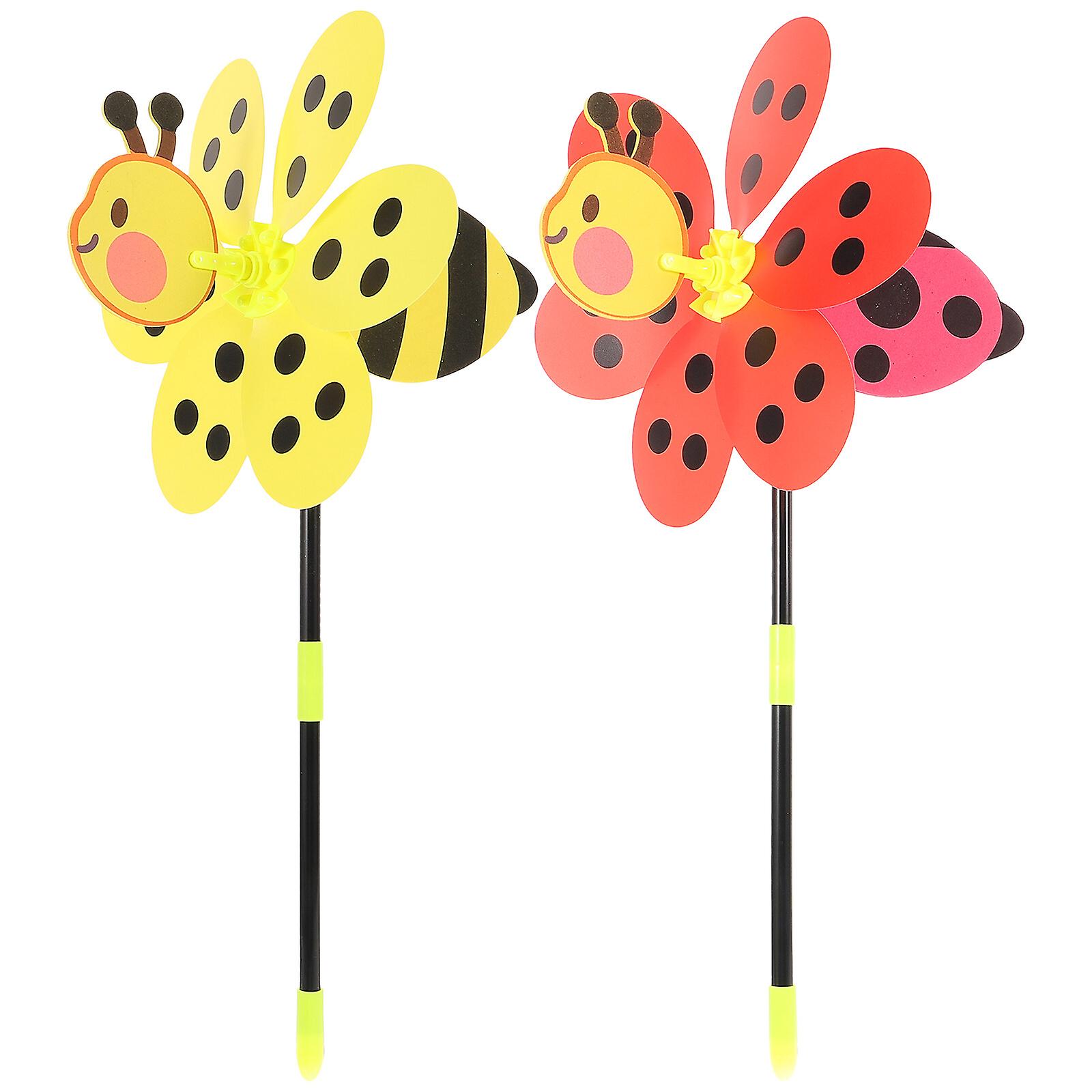 2pcs Cartoon Windmill Kids Windmill Plaything Decorative Pinwheel Landscape Decor