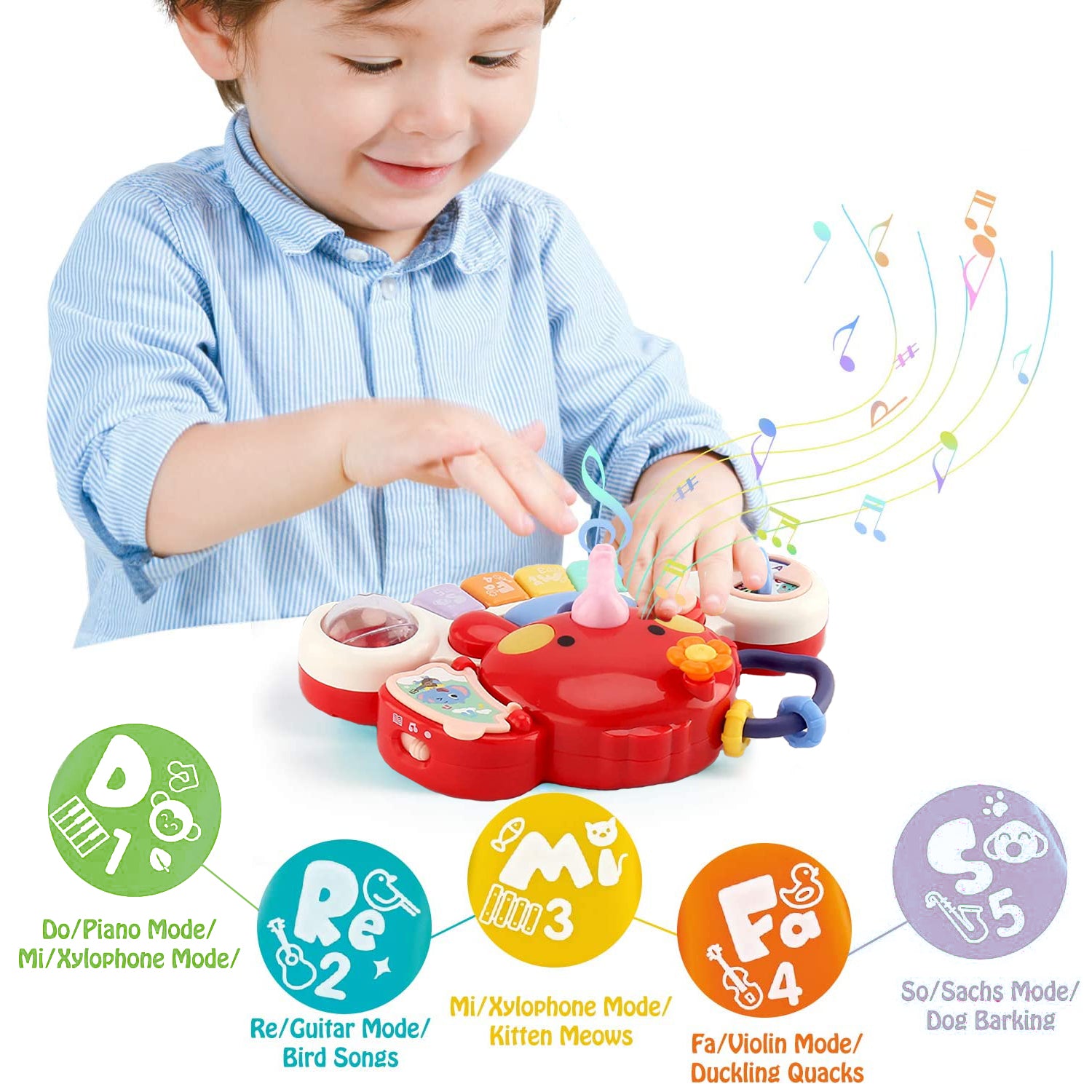 Baby Piano Toys 6-12 Months. Baby Music Elephant Toys， Learning Toys， Toddler Toys 1-3 for Boys  Girls