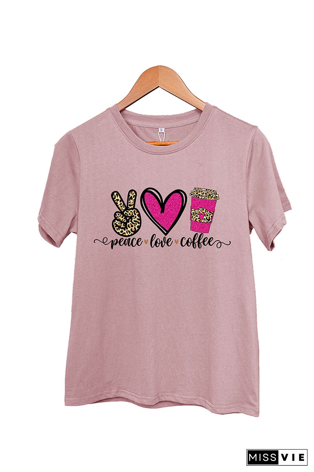 Peace Love Coffee Short Sleeve Graphic Tee Wholesale