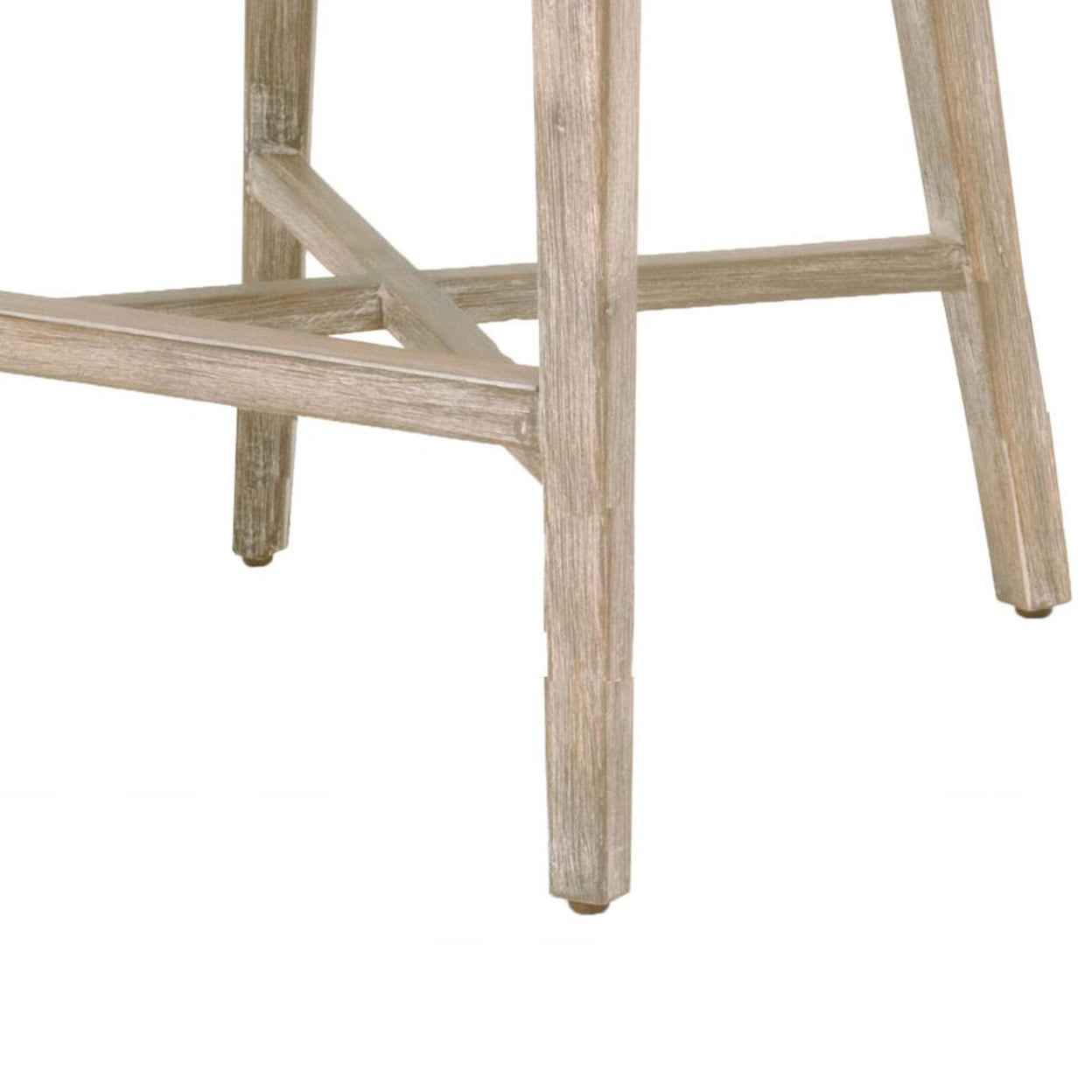 Interwoven Rope Barstool with Flared Legs and Cross Support， Gray- Saltoro Sherpi