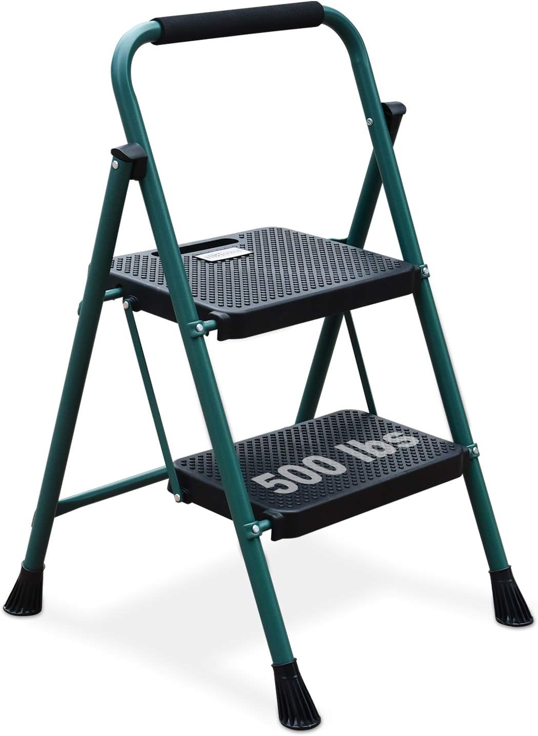 3 Step Ladder, Folding Step Stool with Wide Anti-Slip Pedal, 500lbs Sturdy Steel Ladder, Convenient Handgrip, Lightweight, Portable Steel Step Stool, Black