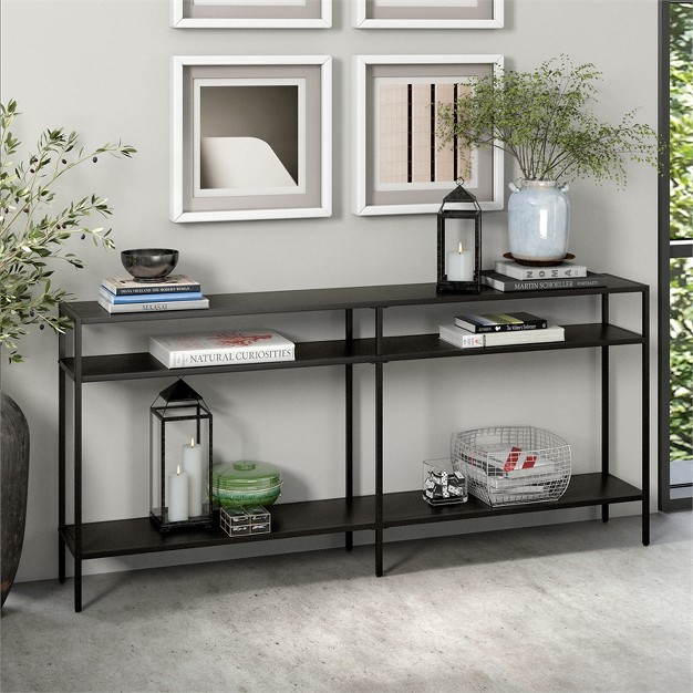 Black Bronze Console Table With Metal Shelves Henn amp hart