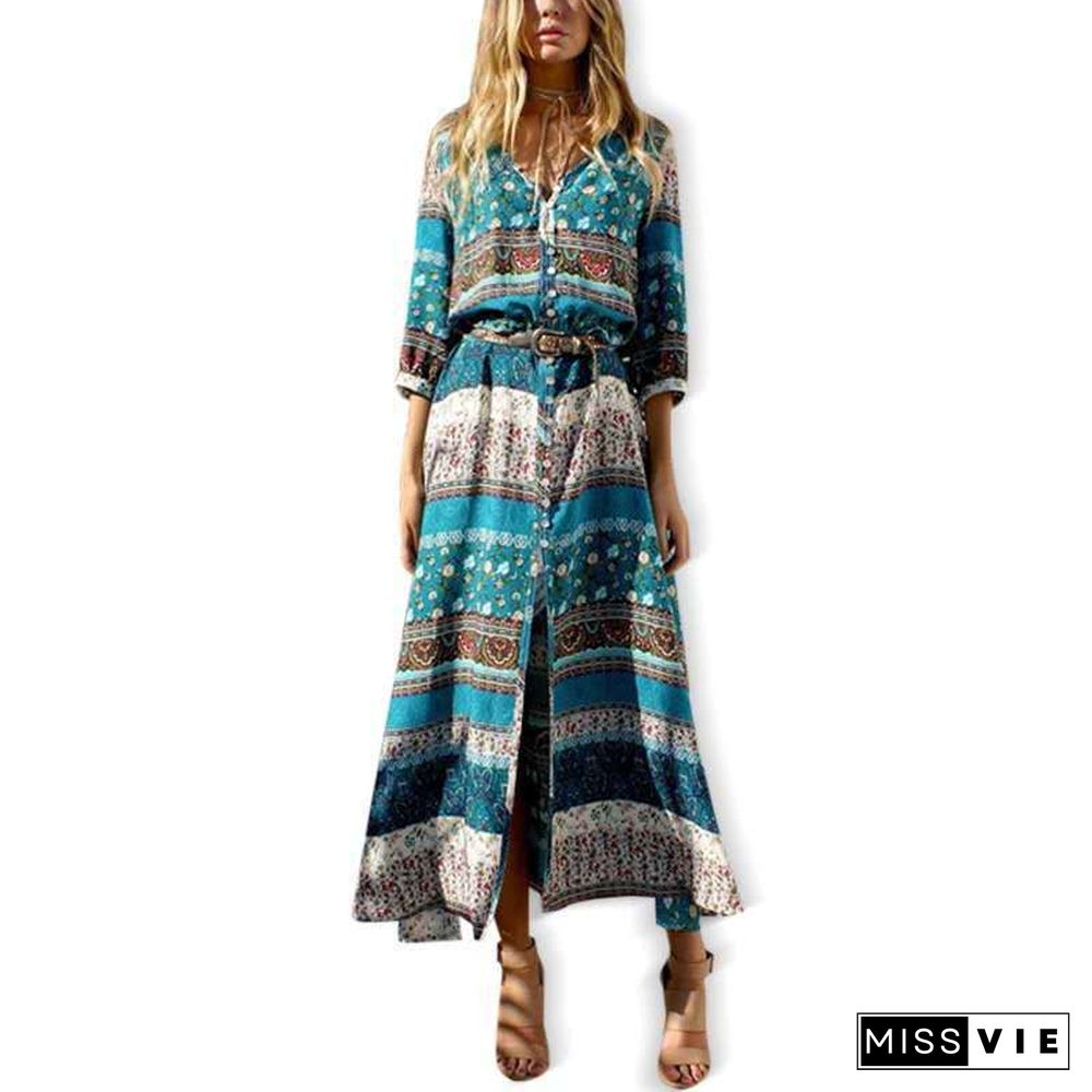 Bohemian Print Dress Women's Beach Skirt