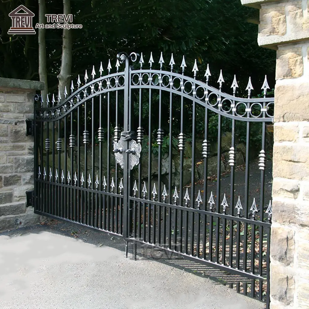 Black Hand Forged Garden Entry Arch Wrought Iron Driveway Main Gate