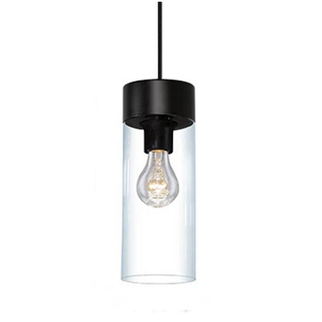 1 light Cylindrical Glass Montey Pendant Matte Black clear Eglo