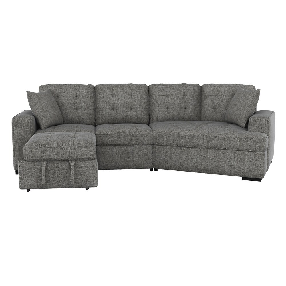 Arnau 2 piece Space saving Sectional Sofa with Pull out Ottoman