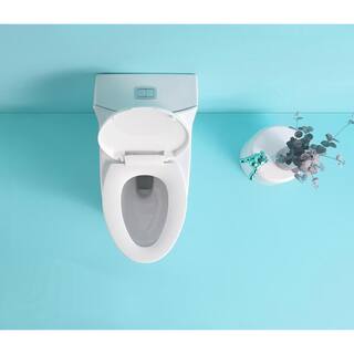 HOMEMYSTIQUE One-Piece 1.11.6 GPF Dual Flush Elongated Toilet in White Seat Included N-W1573101061