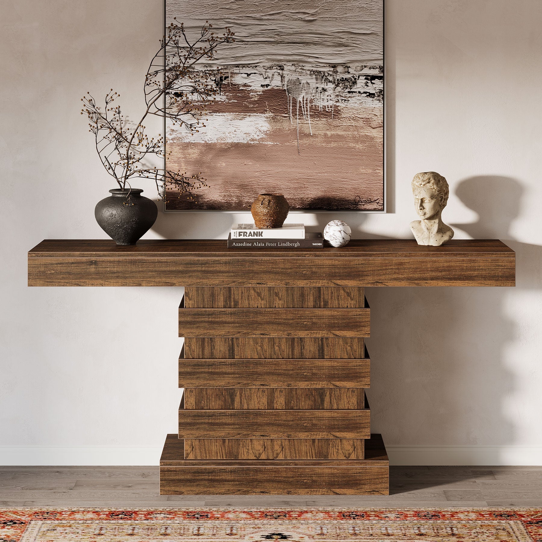 63” Console Table, Farmhouse Sofa Table Narrow Entryway Table