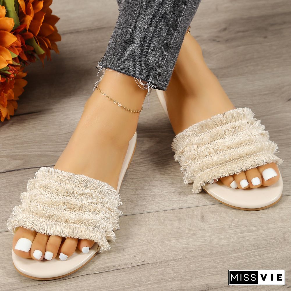 Women Tassel Bohemian Vacation Beach Slippers