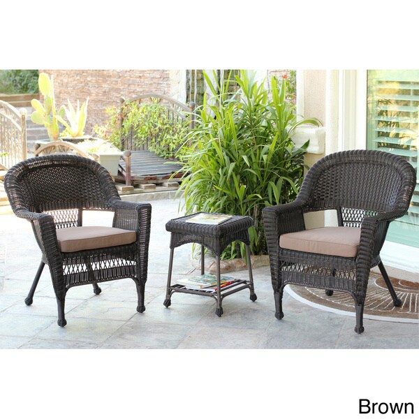 3-piece Espresso Wicker Bistro Set - Overstock - 8366453