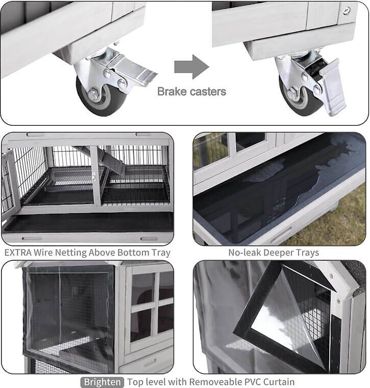 Aivituvin 44.2-in Indoor and Outdoor Rabbit Hutch